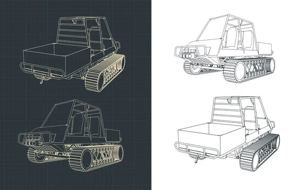 Stilisierte Vektorillustration Von Skizzen Eines Geländegängigen Kettenfahrzeugs — Stockvektor