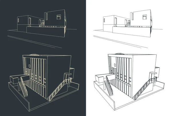 Illustration Vectorielle Stylisée Croquis Bâtiments Modernes — Image vectorielle