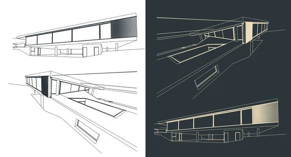 Illustration Vectorielle Stylisée Croquis Bâtiments Modernes — Image vectorielle