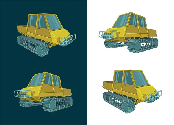 Ilustración Vector Color Estilizado Vehículo Todo Terreno Con Seguimiento — Archivo Imágenes Vectoriales