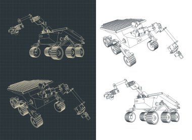 Mars Rover çizimlerinin biçimlendirilmiş vektör çizimi