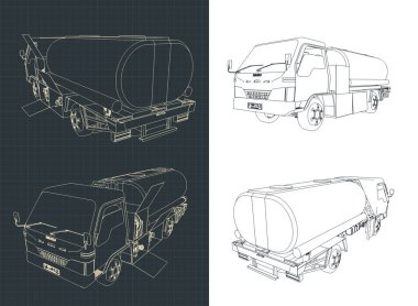 Havaalanı Yakıt Kamyonu çizimlerinin biçimlendirilmiş vektör çizimi
