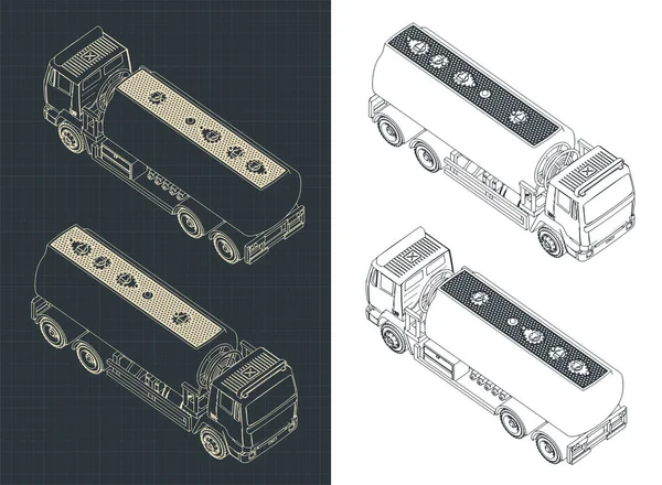Stiliserad Vektor Illustration Fuel Truck Isometriska Ritningar — Stock vektor