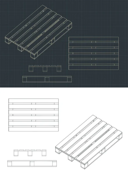 Stiliserad Vektor Illustration Pallar Ritningar — Stock vektor