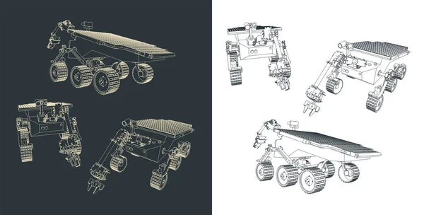 Stylizovaný Vektor Ilustrace Mars Rover Kresby — Stockový vektor