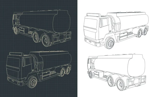 Stilisierte Vektorillustration Eines Tanklastwagens Zeichnungen — Stockvektor