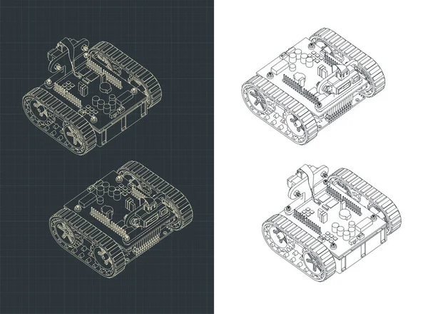 Стилізована Векторна Ілюстрація Ізометричних Малюнків Роботів — стоковий вектор