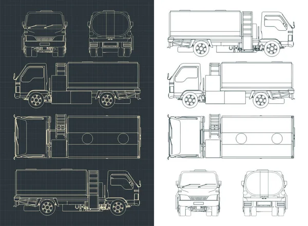 Stylizowane Wektorowe Ilustracje Rysunków Airport Fuel Truck — Wektor stockowy