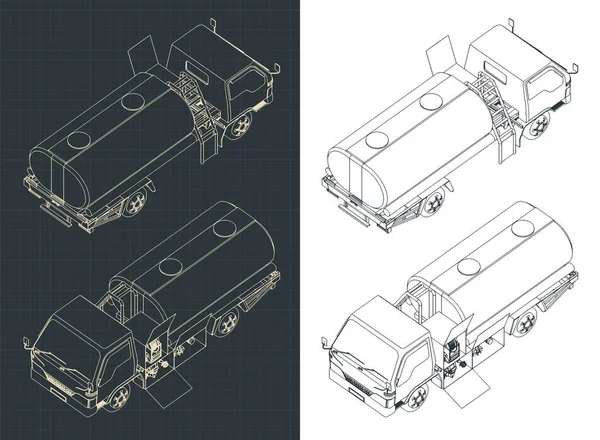Стилізована Векторна Ілюстрація Ізометричних Креслень Вантажівки Аеропорту — стоковий вектор