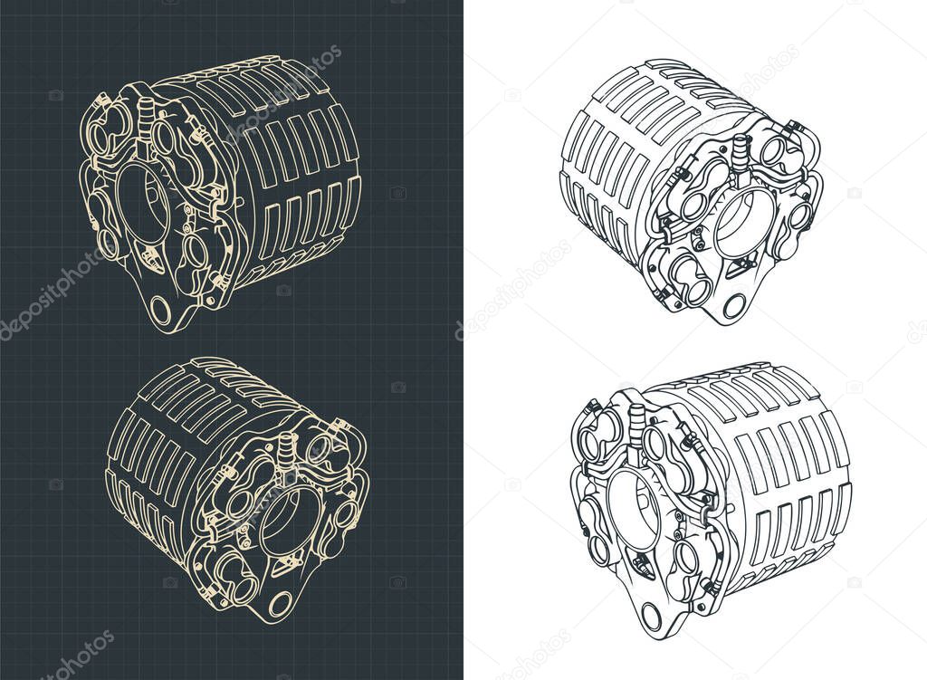Stylized vector illustration of Aircraft brakes drawings