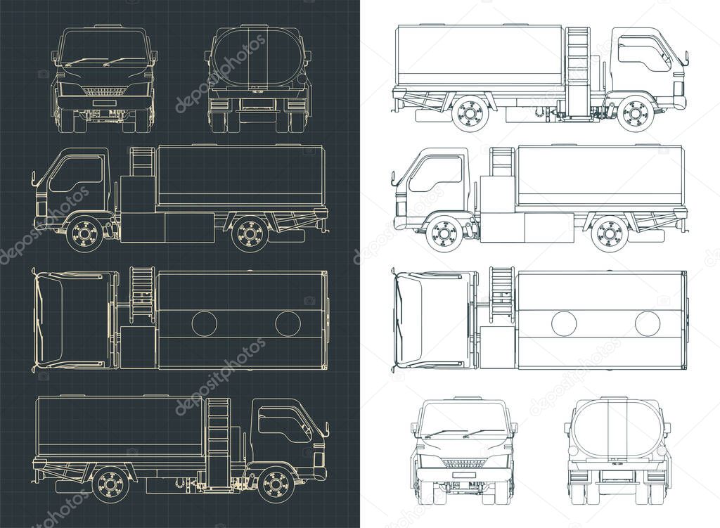 Stylized vector illustration of an Airport Fuel Truck drawings