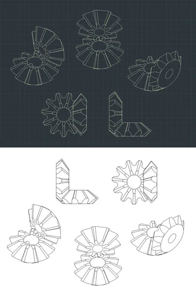 Illustration Vectorielle Stylisée Dessin Module Engrenage Biseauté — Image vectorielle