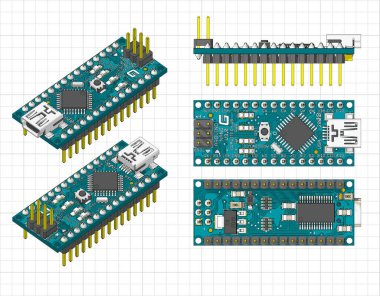 Bir arduino nano mikro denetleyicinin vektör çizimi