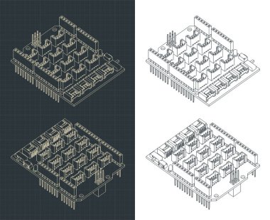 Grove modüllerini Arduino UNO 'ya bağlayan genişleme modülünün vektör çizimi