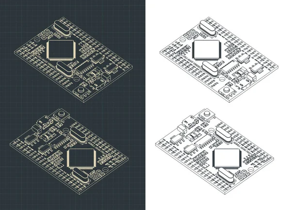 Ilustração Vetorial Desenhos Cores Arduino Mega Pro Microcontroller — Vetor de Stock