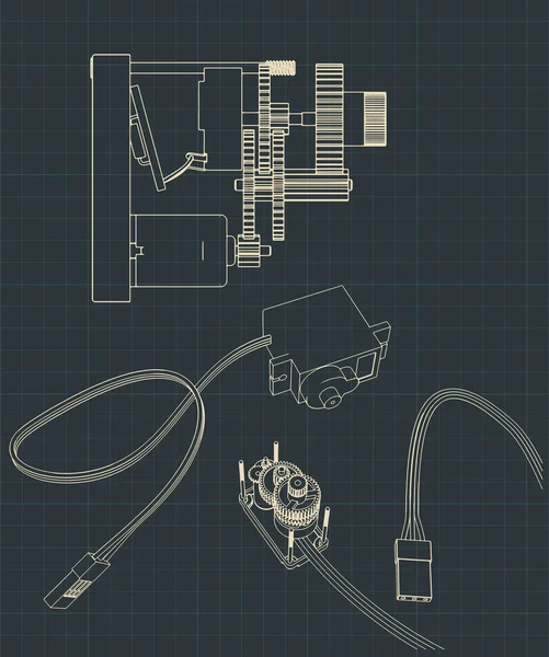 Stilisierte Vektorillustration Von Mikroservos Für Bildung Und Robotik — Stockvektor