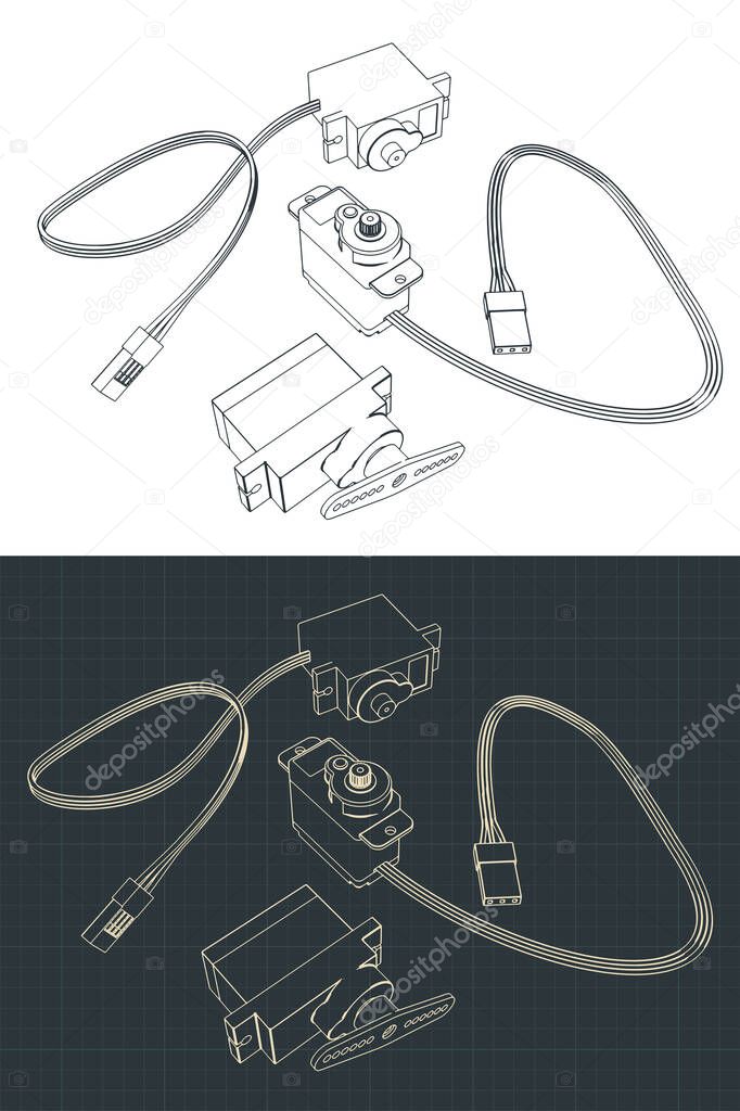 Stylized vector illustration of micro servos for education and robotics