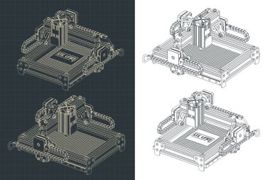 CNC lazer kesim ve oyma makinesinin biçimlendirilmiş vektör çizimi