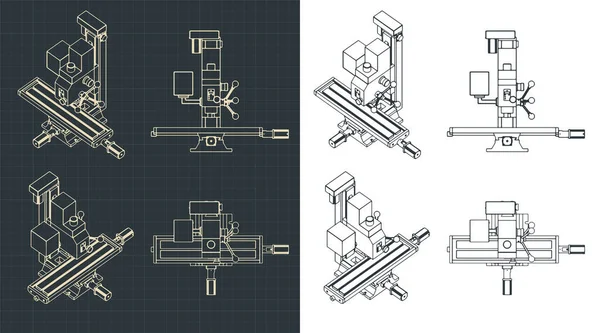 Illustration Vectorielle Stylisée Dessin Machine Fraisage Tour Table Cnc — Image vectorielle