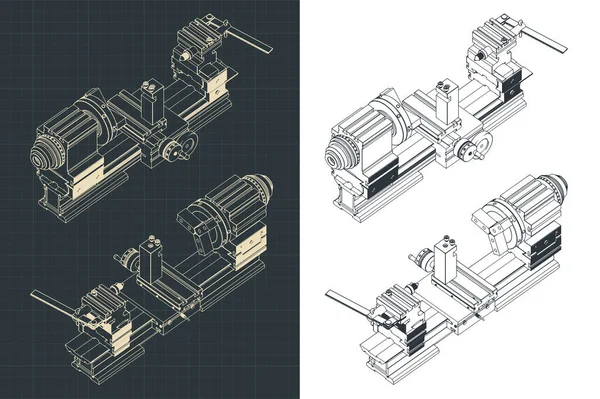 İzometrik çizimlerin biçimlendirilmiş vektör illüstrasyonu