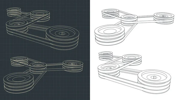 Ilustración Vectorial Estilizada Dibujos Transmisión Por Correa — Vector de stock