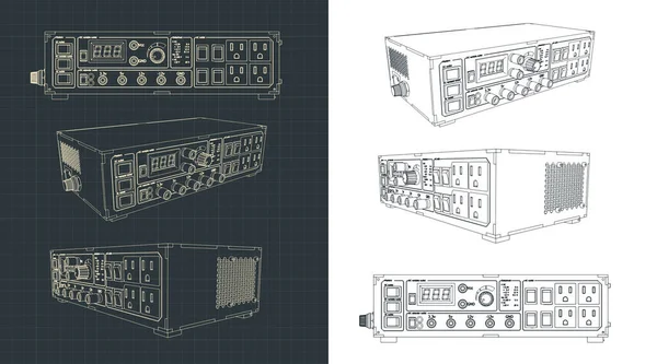 Stylized Vector Illustration Laboratory Power Supply Drawings — Stock Vector