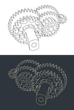 DC elektrikli motor vites indirgeme biçimlendirilmiş vektör çizimleri