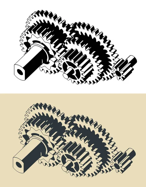 DC elektrikli motor vites indirgeme biçimlendirilmiş vektör çizimleri