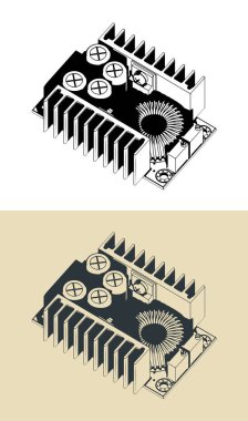 DC power supply stylized vector illustrations