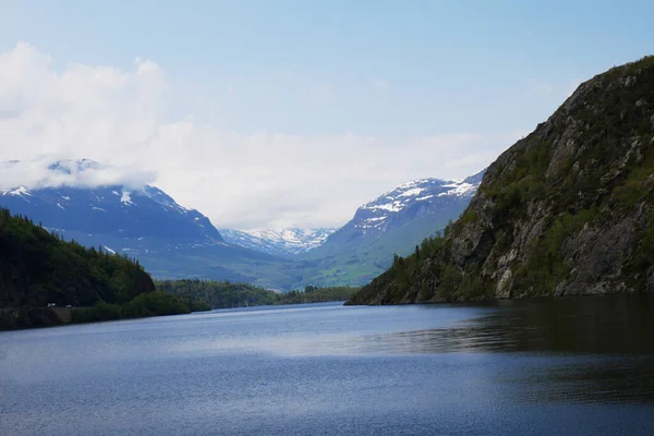 Norwegian Fjord Mountains Background Hardangerfjord — Stock Photo, Image