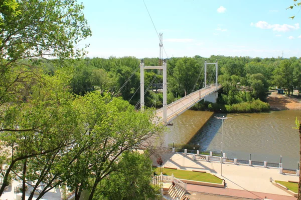 Bridge Urals Connects Europe Asia Located Orenburg — Stock Photo, Image