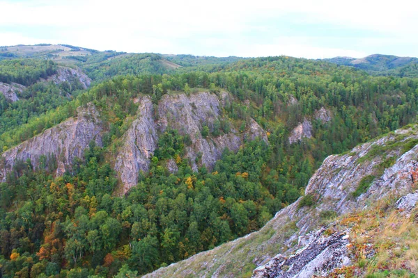 Βράχια Πέφτουν Και Ένα Δάσος Μεγαλώνει Στα Βουνά — Φωτογραφία Αρχείου