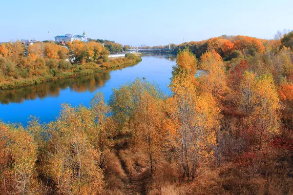 Kilátás Hídról Ural Folyó Partjára — Stock Fotó