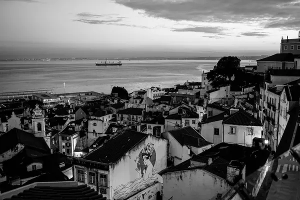 Vista Ciudad Lisboa Con Río Tejo —  Fotos de Stock
