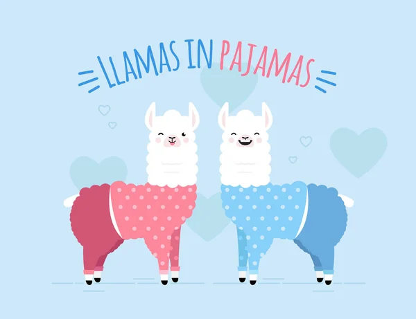Doodle two llamas — Stock Vector