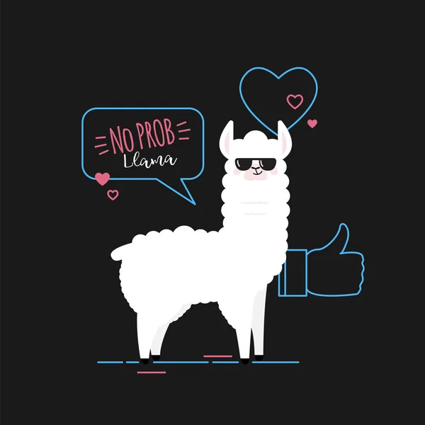 Doodle lama noir — Image vectorielle