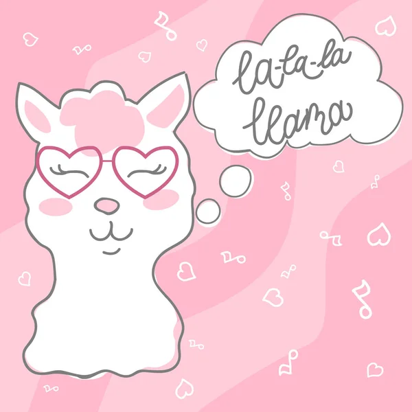 Doodle roze llama — Stockvector