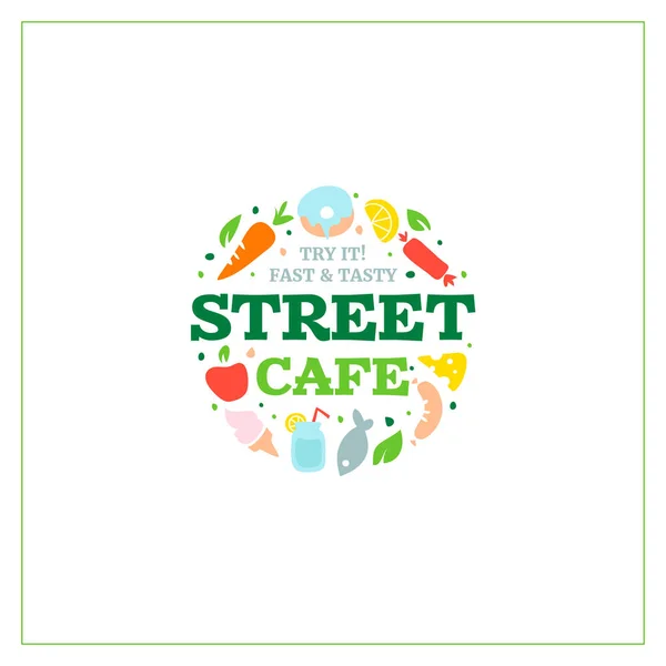 Street cafe emblem — Stock Vector