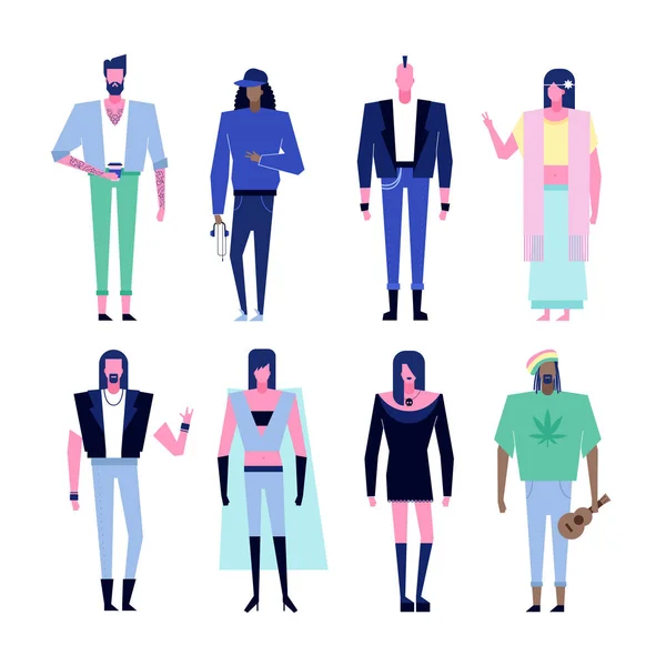 Subculture characters set — Stock Vector