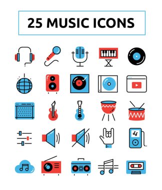 2 satır müzik Icons set