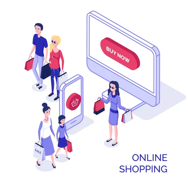 İzometrik online alışveriş 3 — Stok Vektör
