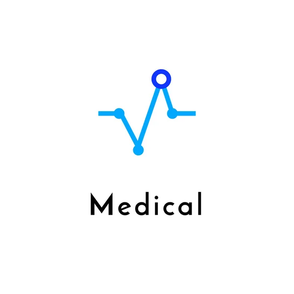 Düz çizgi Tıp Icon tek renkli mavi amblemi logosu, web online kavramı. Kalp nabız, hastane, klinik, tıp randevu app için tıbbi grafik logo — Stok Vektör