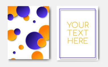 Geometrik desen sarı mavi daire öğeleri ve metin kopya alanı, mockup banner tasarımı modern trendy el ilanı kavramı. Soyut minimalist memphis kapak sayfası, afiş, broşür şablonu