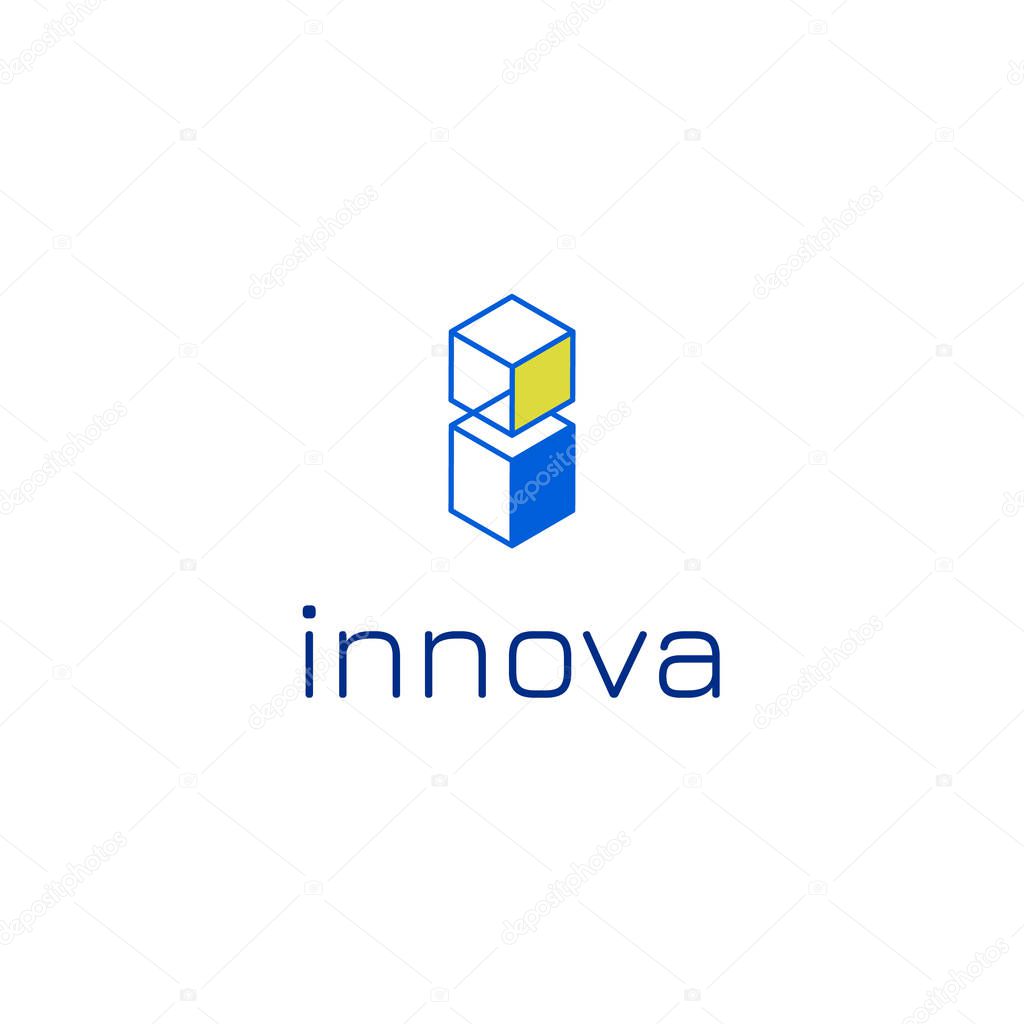 Vector isometric i letter logo design template for innovative startup business, online web tech company, app, development studio, design agency.