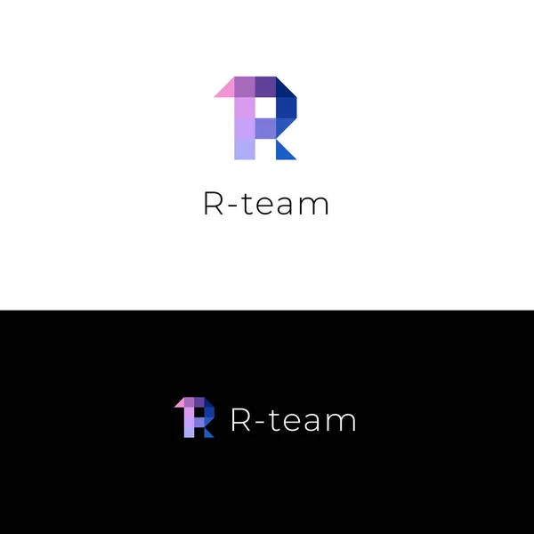 Creative R letter pixelated logo design template symbol for online web agency team company branding icon — Stock Vector