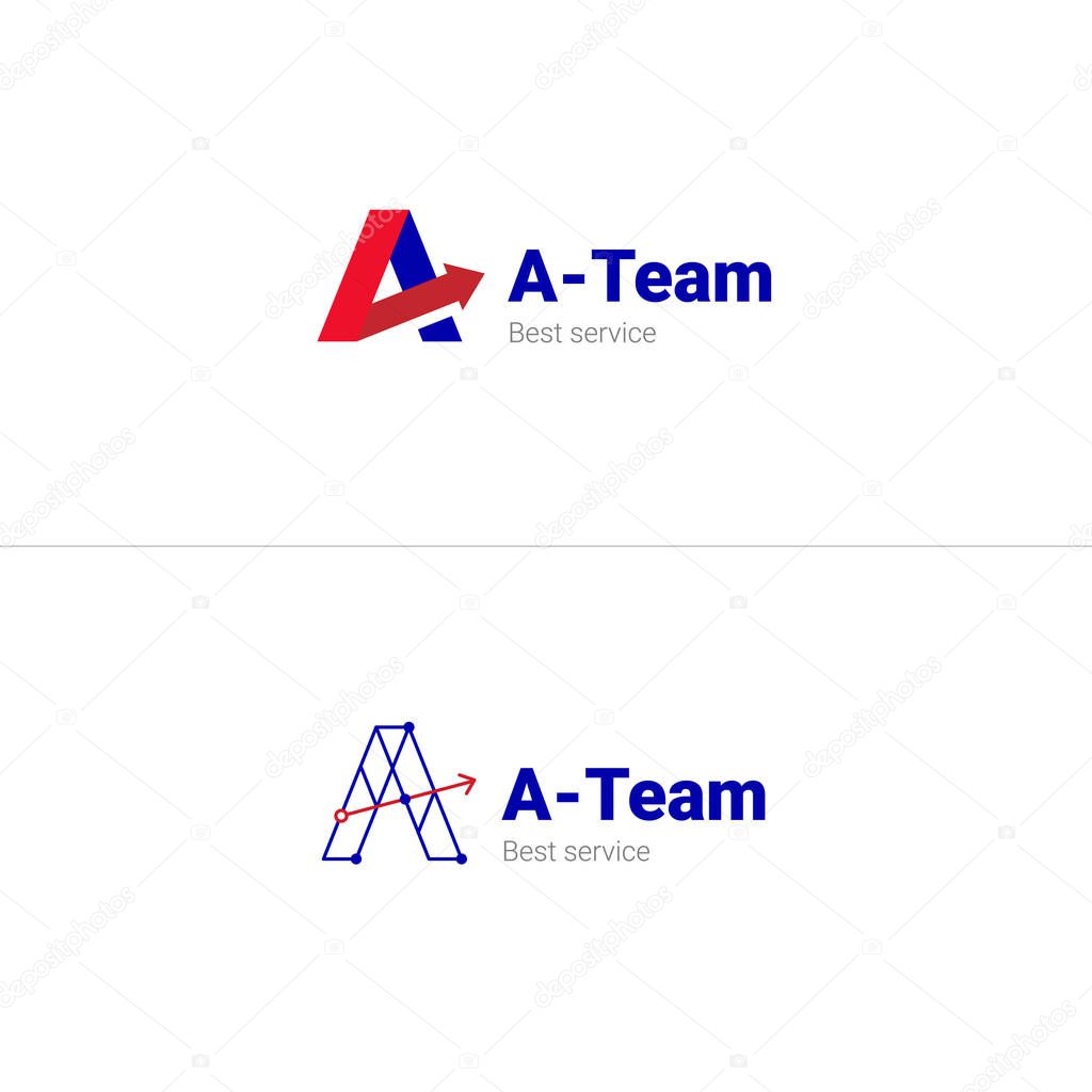 Creative A letter abstract logo design template with arrow.