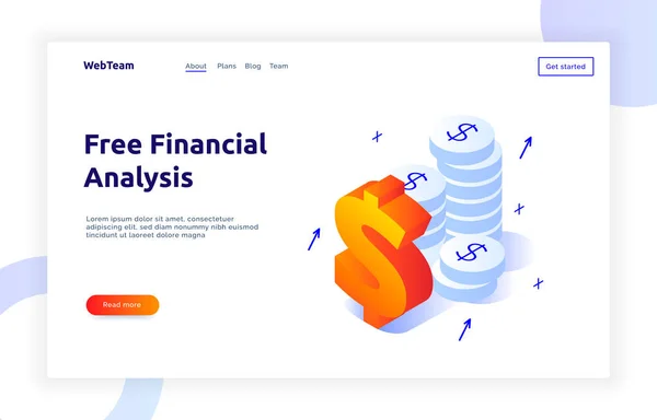 Investimento em dinheiro isométrico e conceito de design de estilo gradiente de crescimento, análise e finanças ilustração de banner web moderna — Vetor de Stock