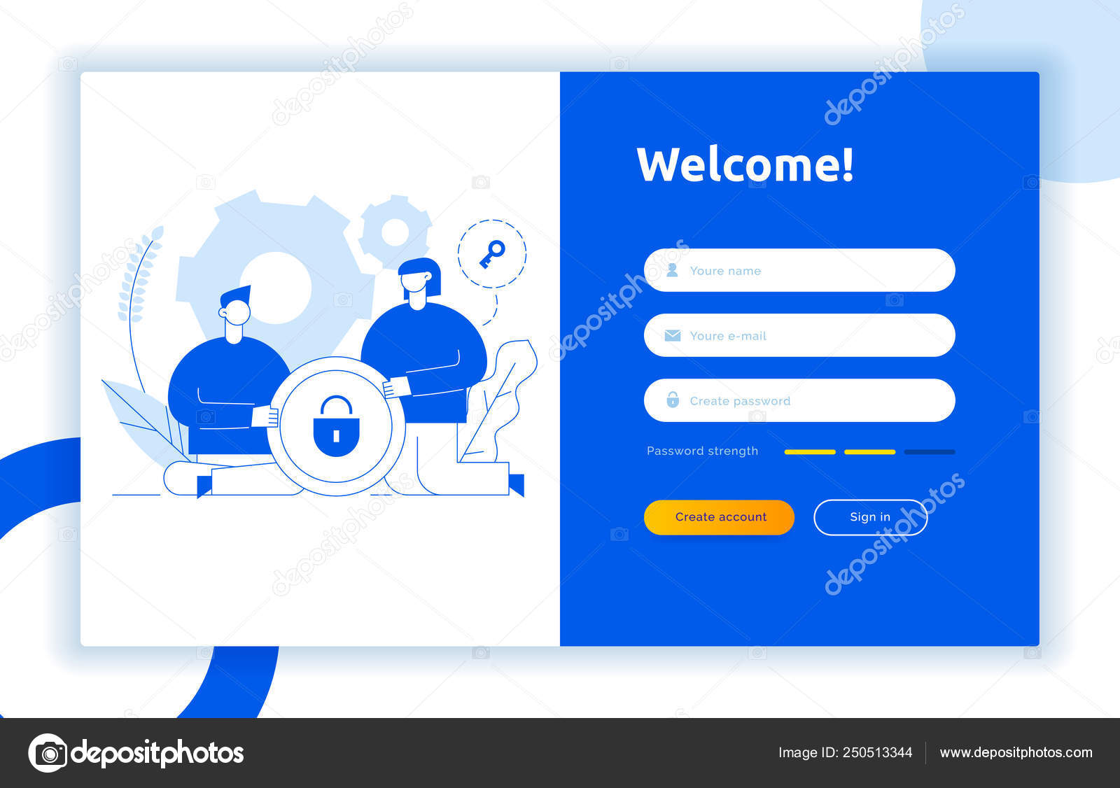 Концепция Дизайна И Иллюстрации Login UI С Большими Современными.