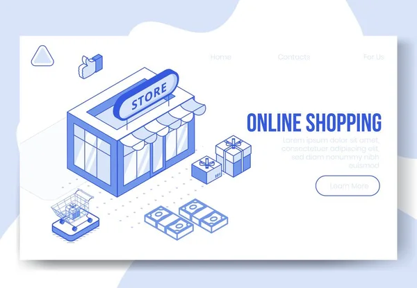 Çevrimiçi alışveriş uygulaması 3d simgelerinin dijital izometrik tasarım seti. Isometric business finanse sembolleri mağazası, paket kutuları, alışveriş arabası, para, iniş sayfası internet konseptindeki simgeler — Stok Vektör