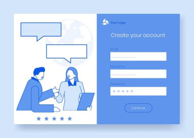 Modern çizgi düz insanlar karakter kavramı sahne kullanma cep haber app için hesabınızda oturum açın, hesap, Internet sayfası kayıt online formu oluşturmak hazır söz. Haber medya sosyal ağ web sitesi kavramı